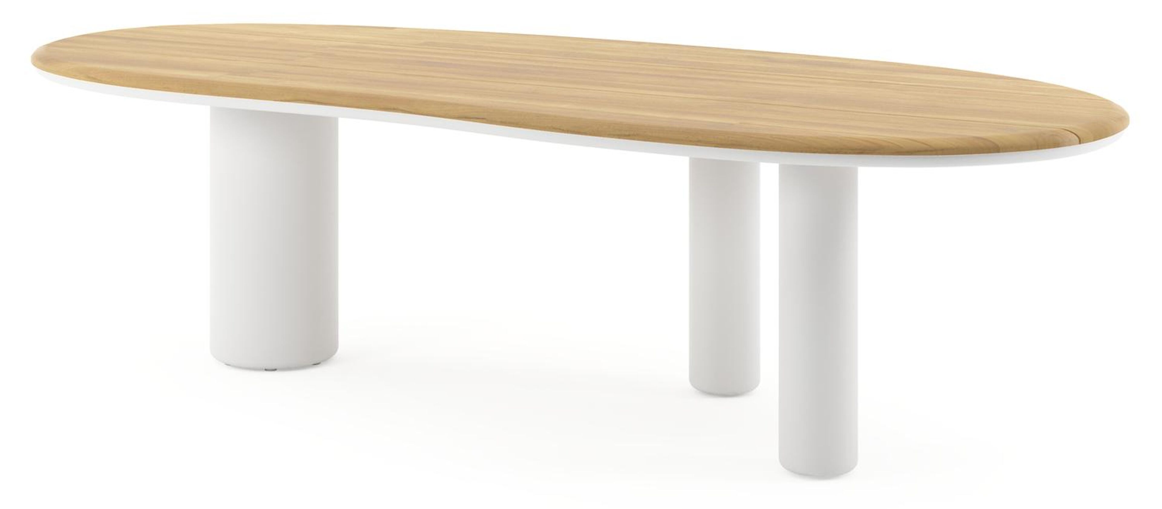 Amico tuintafel organisch in wit aluminium en teak - L 280 x B 120 x H 73.5 cm