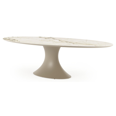 Fano tuintafel ovaal in beige aluminium en volkeramiek Colorado Dunes - L 290 x B 148 x H 75 cm