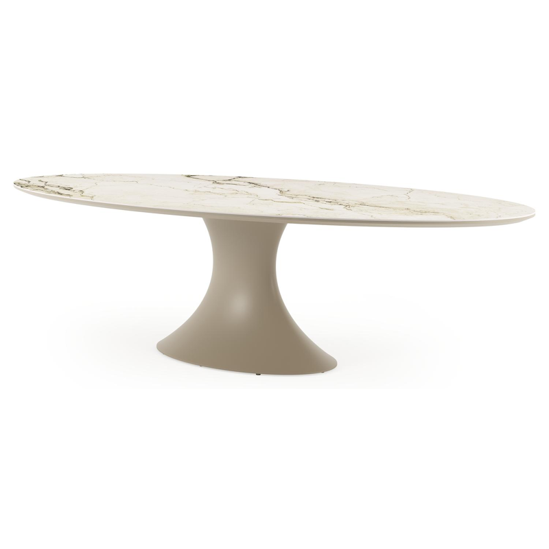 Fano tuintafel ovaal in beige aluminium en volkeramiek Colorado Dunes - L 290 x B 148 x H 75 cm