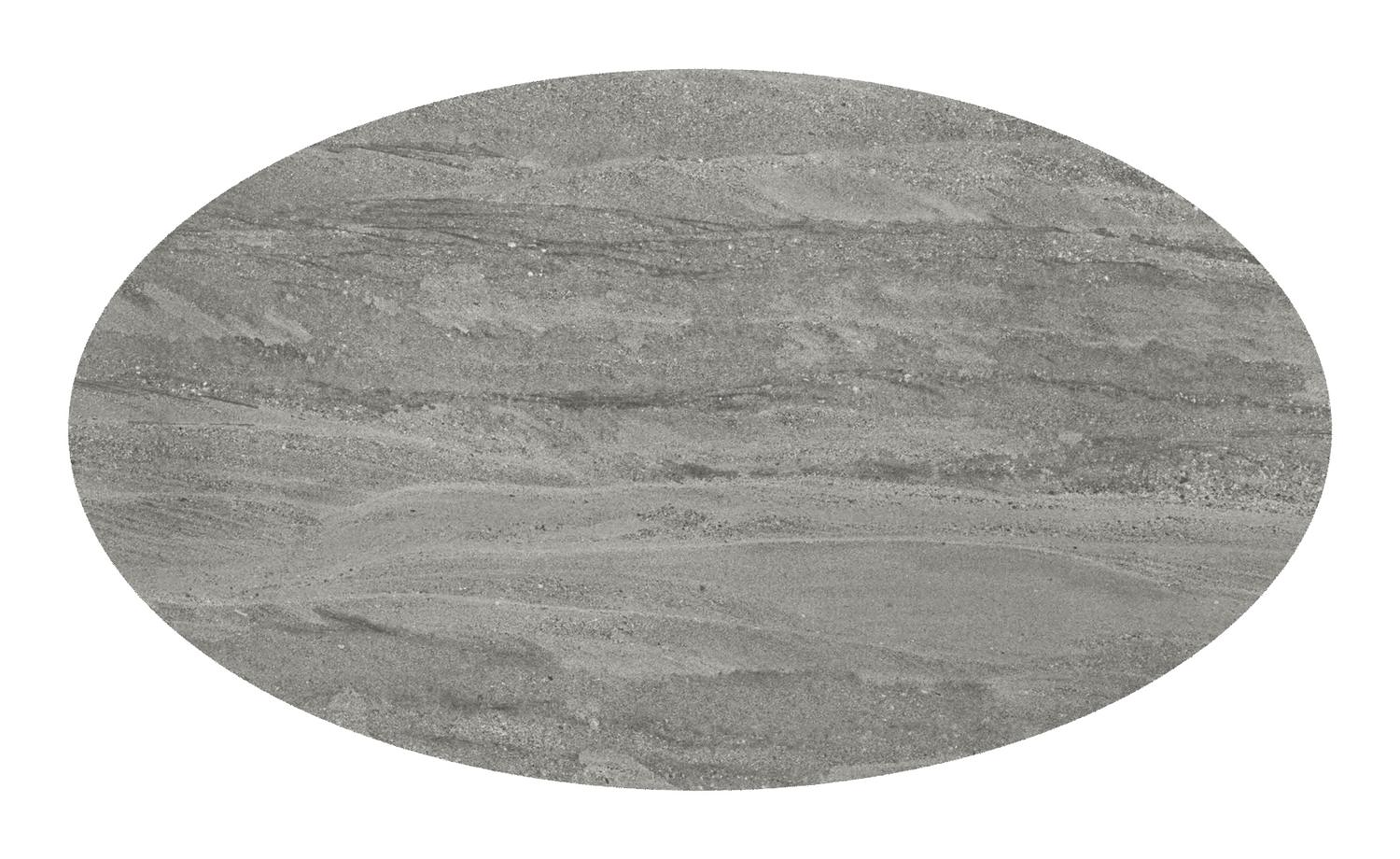 Fano tuintafel ovaal in zwart aluminium en volkeramiek Aspen Grey - L 140 x B 80 x H 74.5 cm