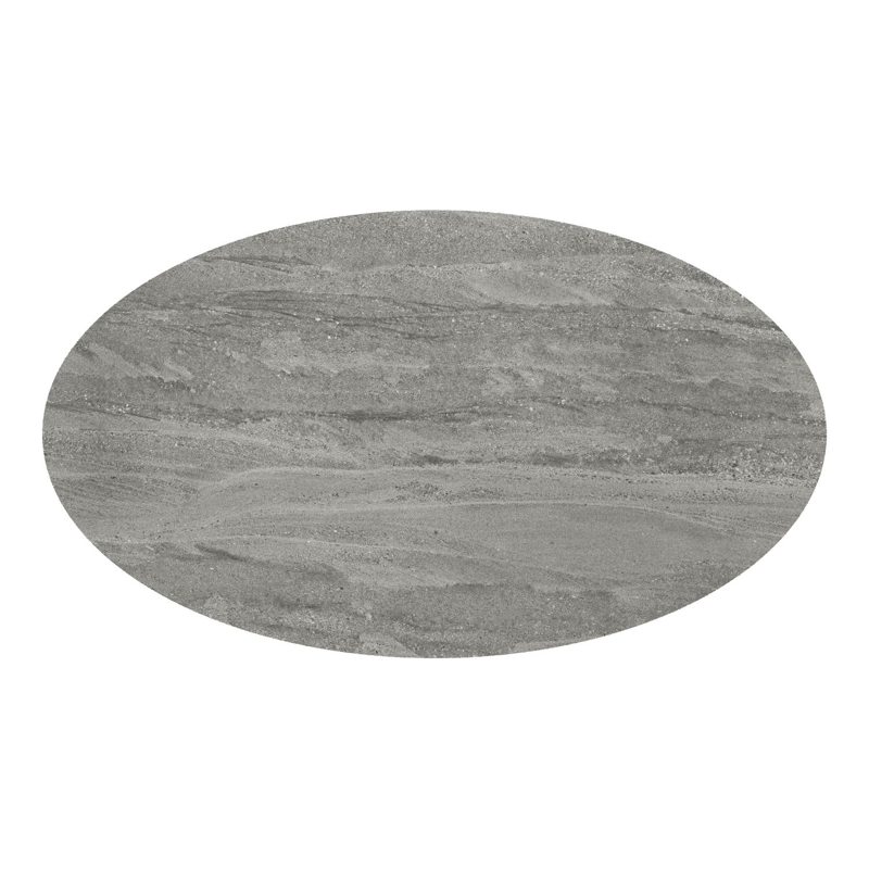 Fano tuintafel ovaal in zwart aluminium en volkeramiek Aspen Grey - L 140 x B 80 x H 74.5 cm