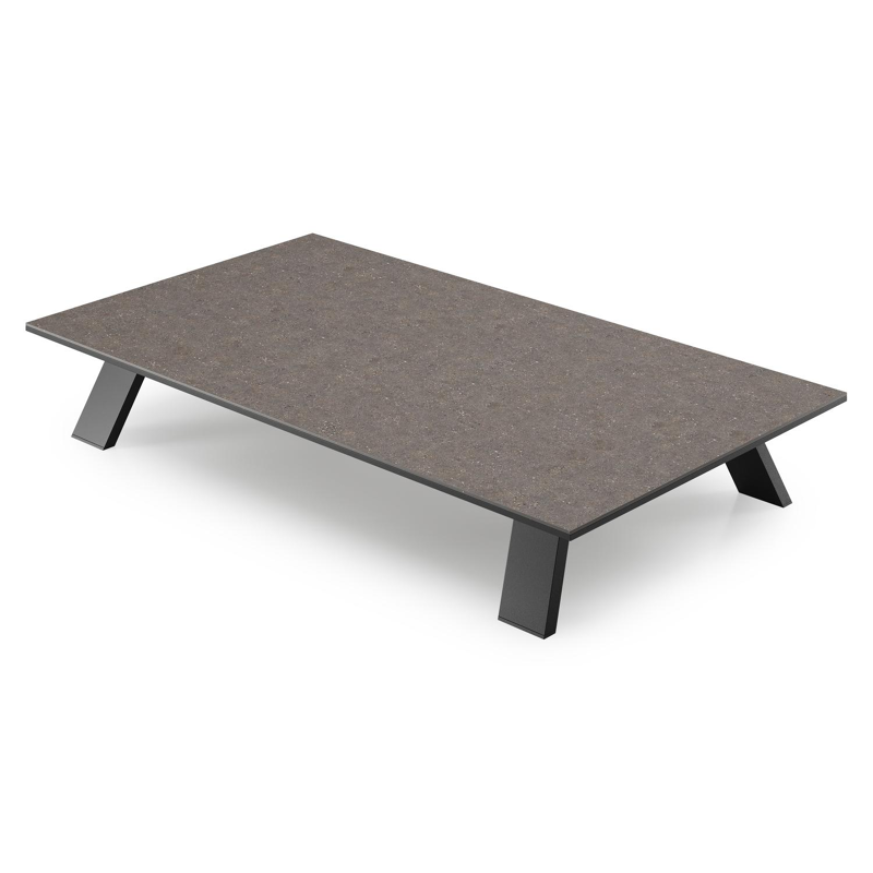 Cesano loungetafel in zwart aluminium en wulong volkeramiek - L 140 x B 80 x H 24 cm