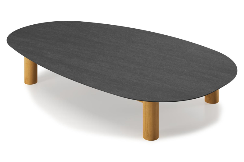 Donato - Organo loungetafel organisch in teak en volkeramiek Basalt Black - L 151 x B 90 x H 25 cm