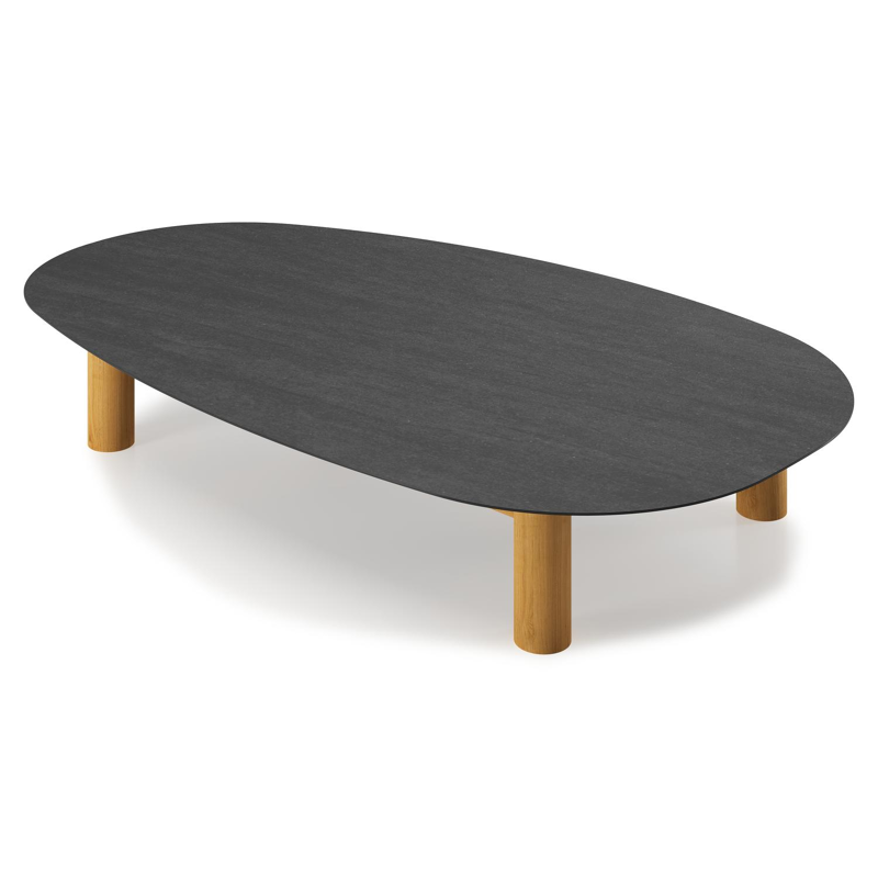 Donato - Organo loungetafel organisch in teak en volkeramiek Basalt Black - L 151 x B 90 x H 25 cm