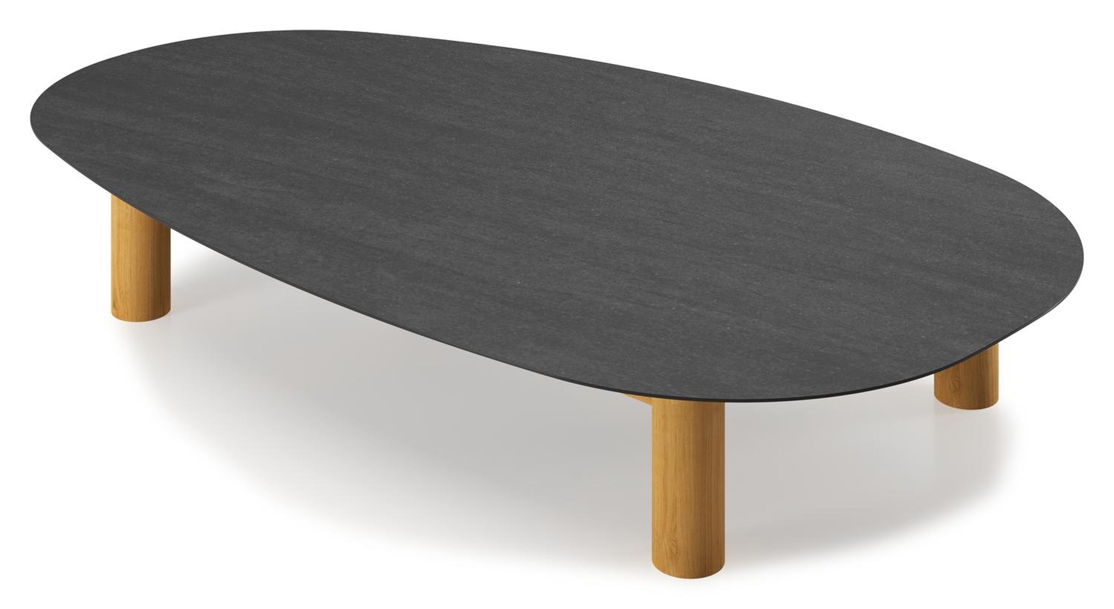 Donato - Organo loungetafel organisch in teak en volkeramiek Basalt Black - L 151 x B 90 x H 25 cm