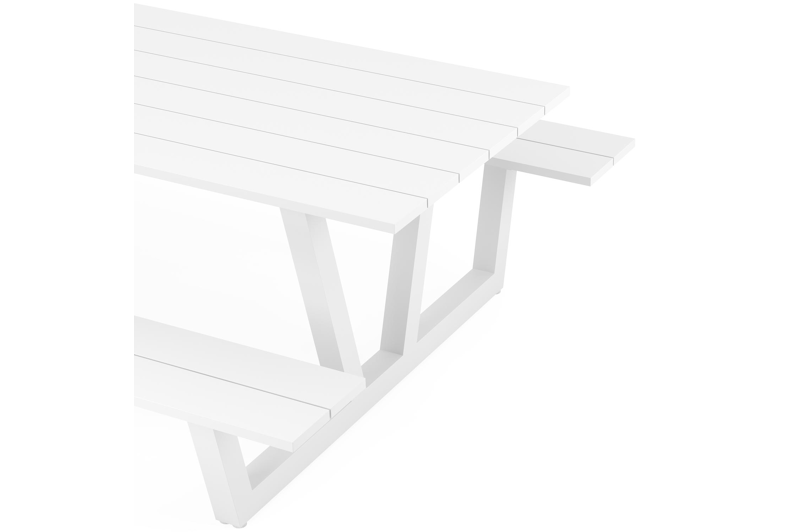 Felino picknicktafel in wit aluminium - L 220 x B 176 x H 76 cm