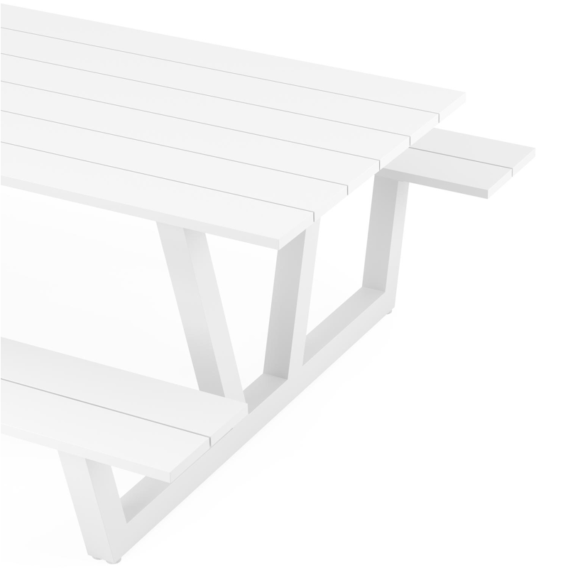 Felino picknicktafel in wit aluminium - L 220 x B 176 x H 76 cm