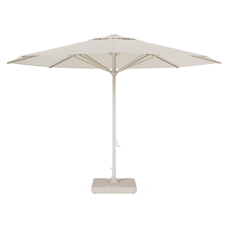 Solino staanparasol in beige aluminium en beige All Weather Sunbrella® Premium parasoldoek - Dia. 400 cm met parasolvoet Lapido 120 kg