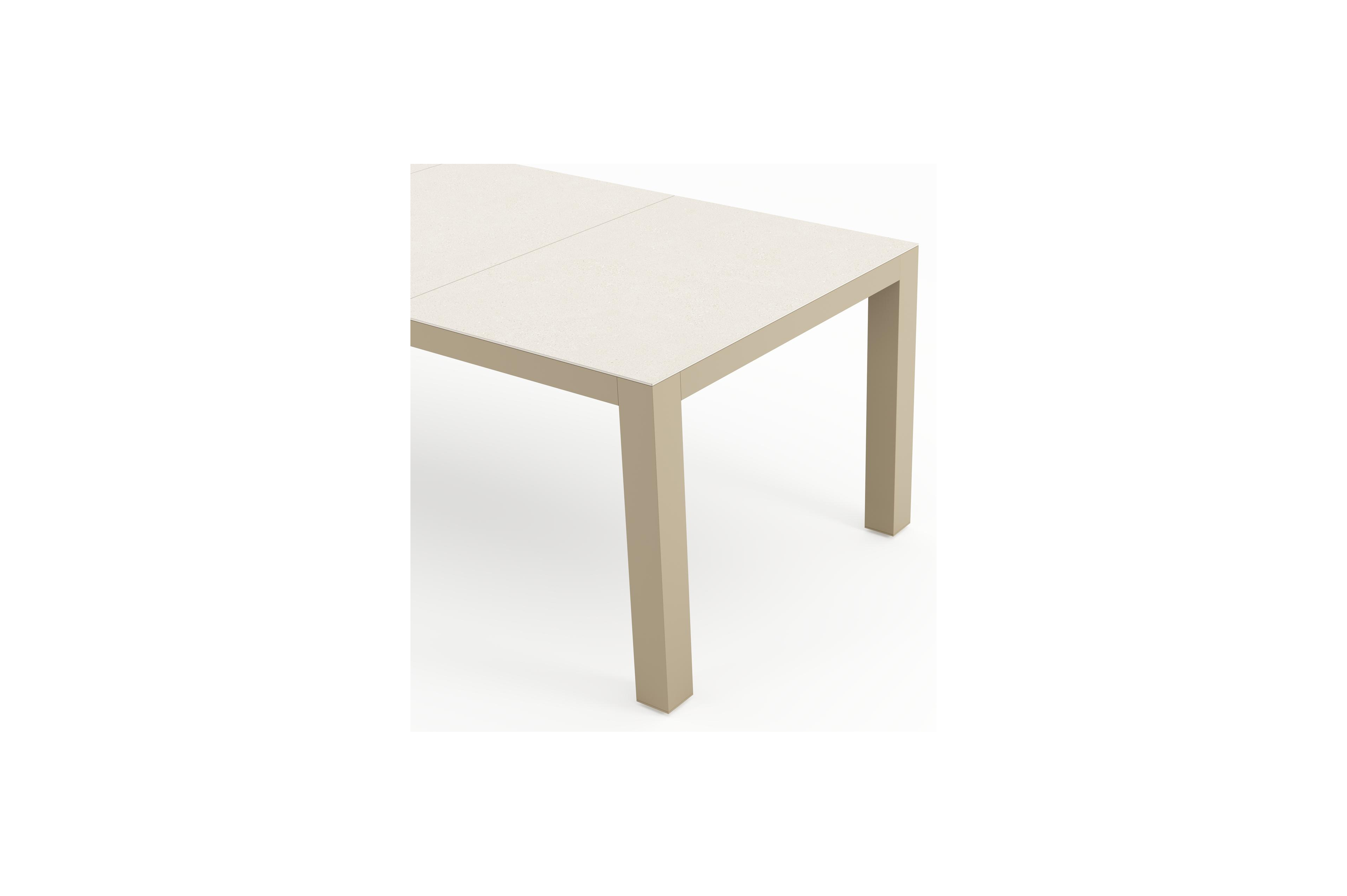 Ensemble de jardin Calzo en aluminium beige et sintered stone beige avec 6 chaises de jardin empilable Melo