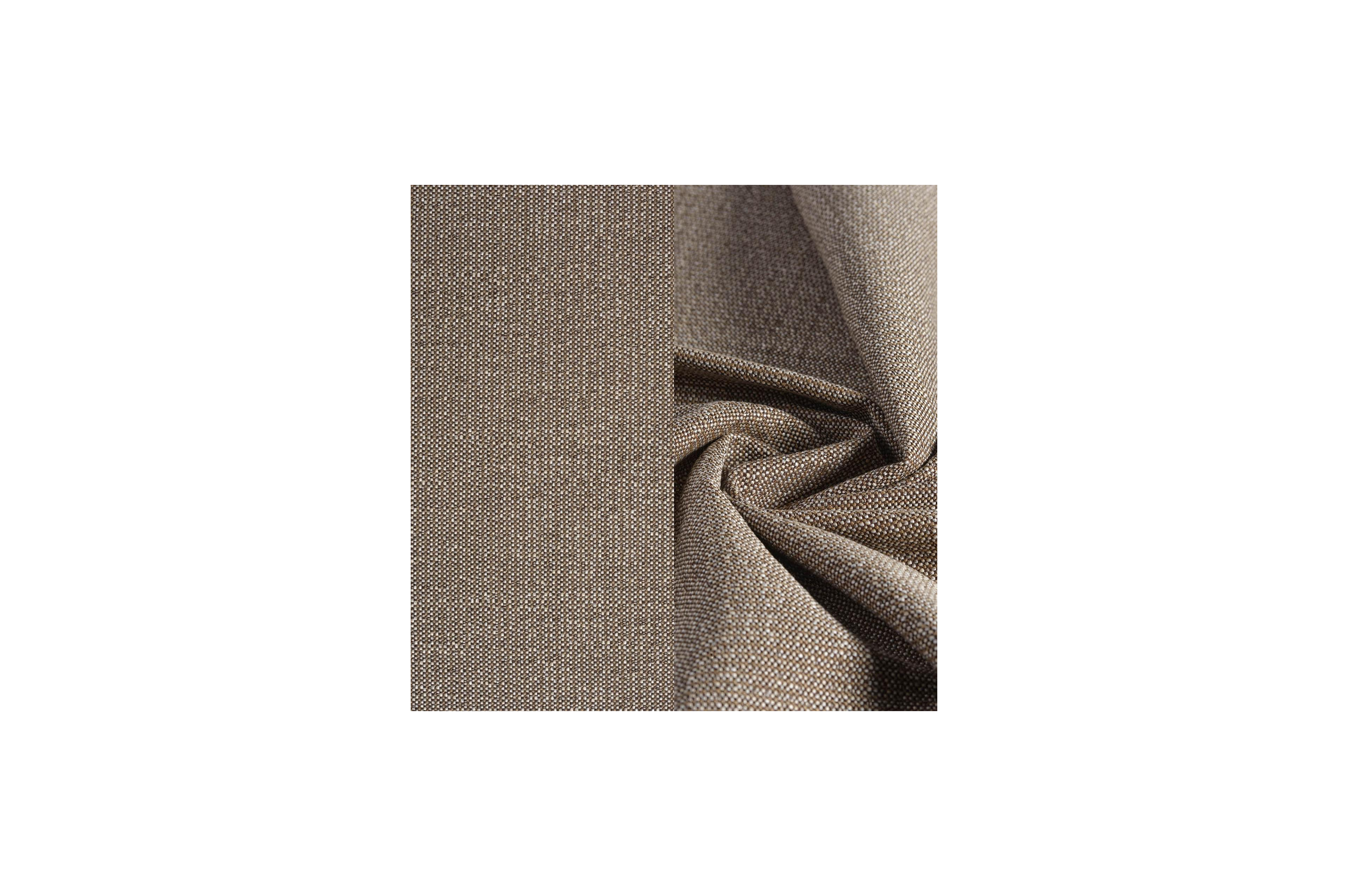 Salon de jardin Orso en aluminium taupe en corde ronde tissée verticalement noir et coussins en all weather sunbrella® luxe Savane Earth