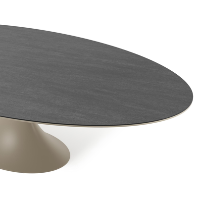 Fano tuintafel ovaal in beige aluminium en volkeramiek Basalt Black - L 290 x B 148 x H 75 cm