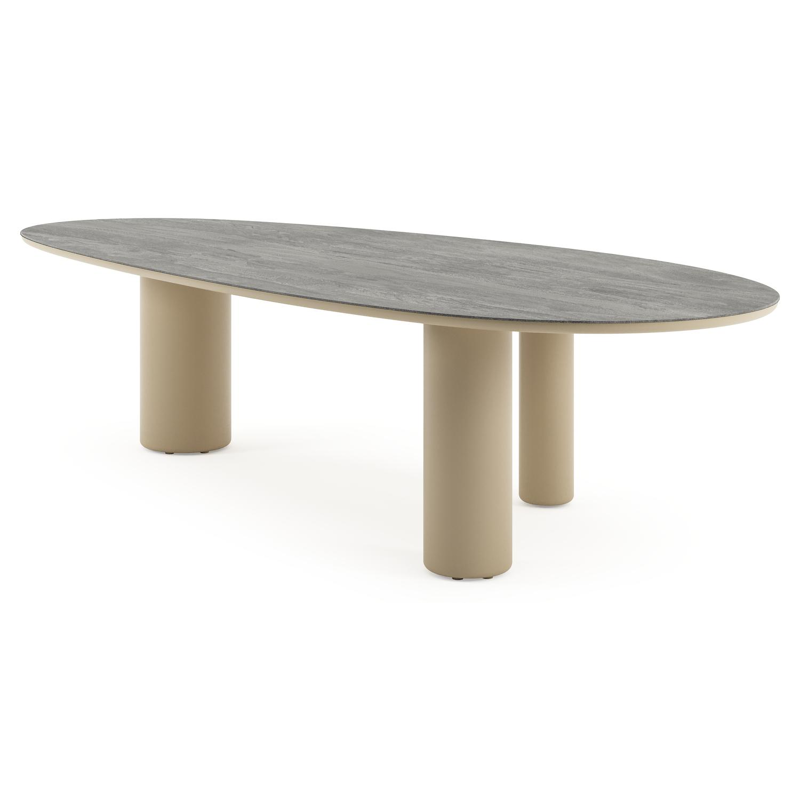 Amico tuintafel mango in beige aluminium en volkeramiek Aspen Grey - L 320 x B 140 x H 73.5 cm