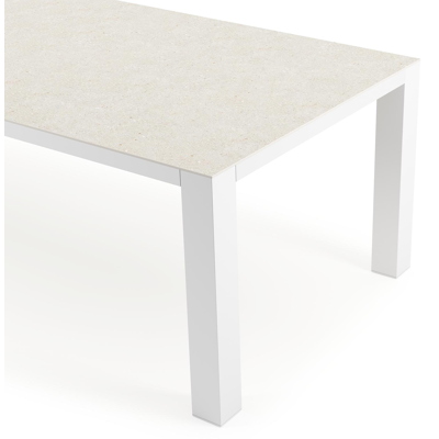 Nano tuintafel in wit aluminium en volkeramiek shilin - L 280 x B 110 x H 75 cm
