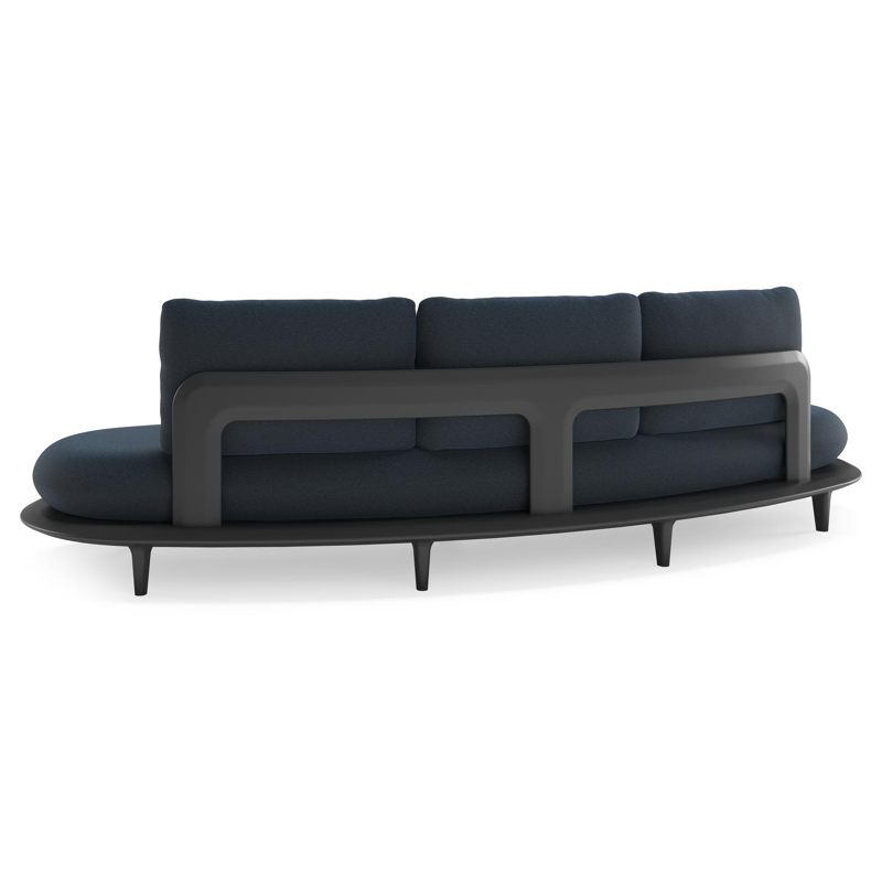 Bomero loungeset in zwart aluminium met heritage indigo all weather sunbrella® luxe kussen