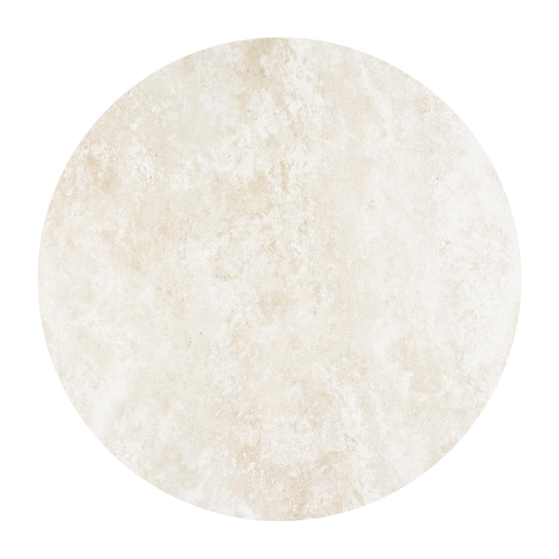 Table de jardin Fano ronde en aluminium blanc et céramique Rapolano - Diam. 110 x Haut. 75 cm
