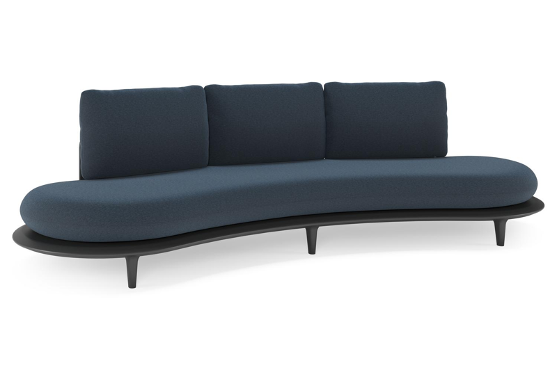 Canape de jardin Bomero en aluminium noir et coussins en all weather sunbrella® luxe heritage indigo