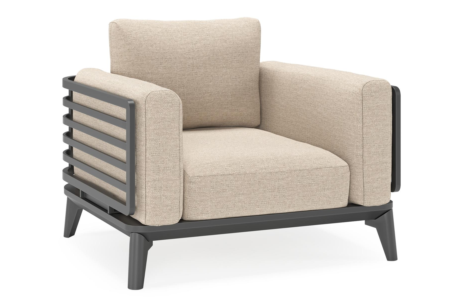 Mosa loungestoel in zwart aluminium met rustic weather+ softtouch kussens
