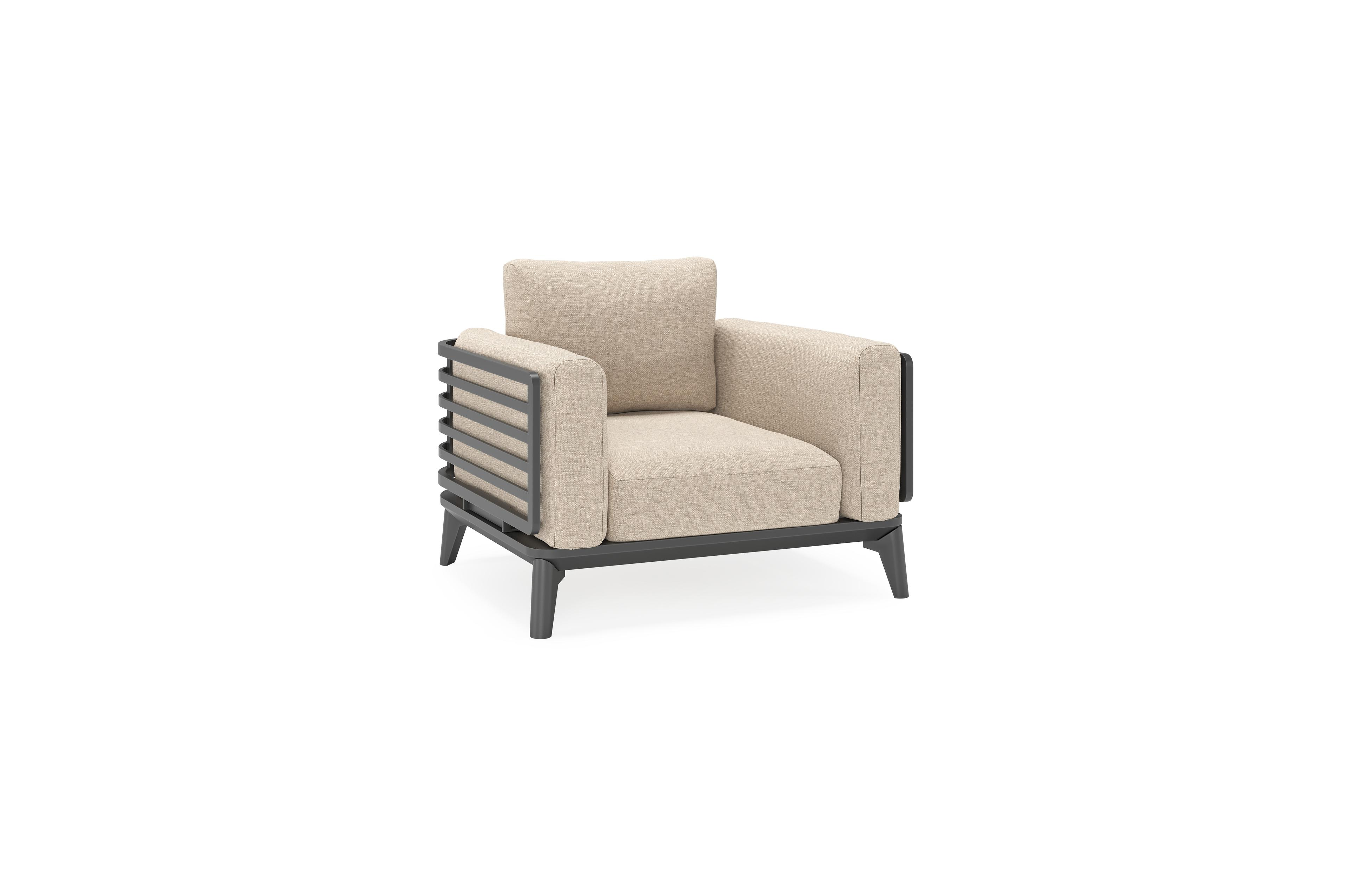 Mosa loungestoel in zwart aluminium met rustic weather+ softtouch kussens