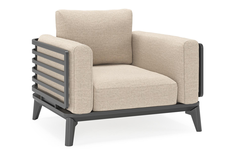 Mosa loungestoel in zwart aluminium met rustic weather+ softtouch kussens