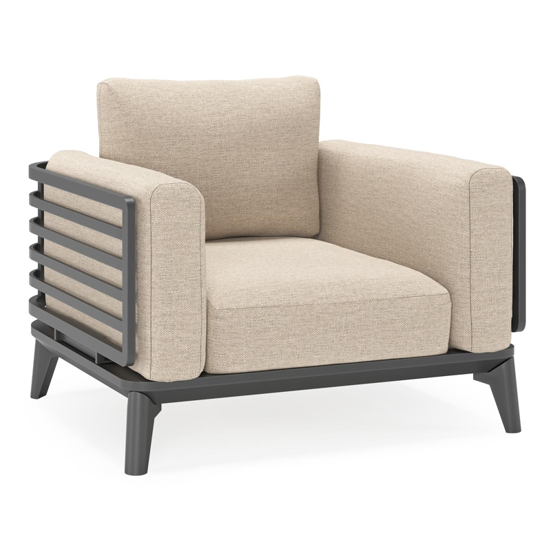 Mosa loungestoel in zwart aluminium met rustic weather+ softtouch kussens