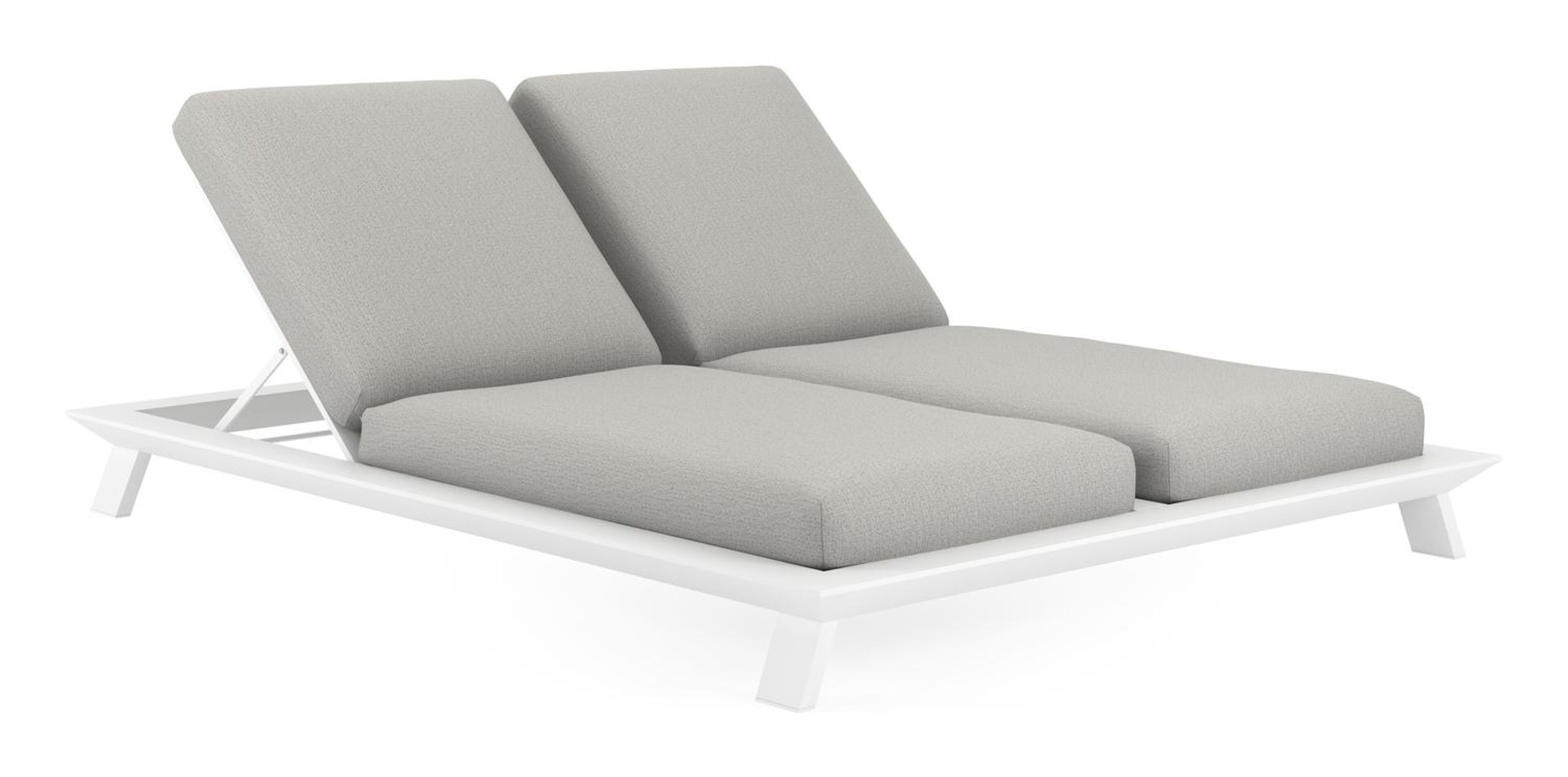 Cesano verstelbaar dubbel ligbed in wit aluminium met savane nimbus all weather sunbrella® luxe kussen