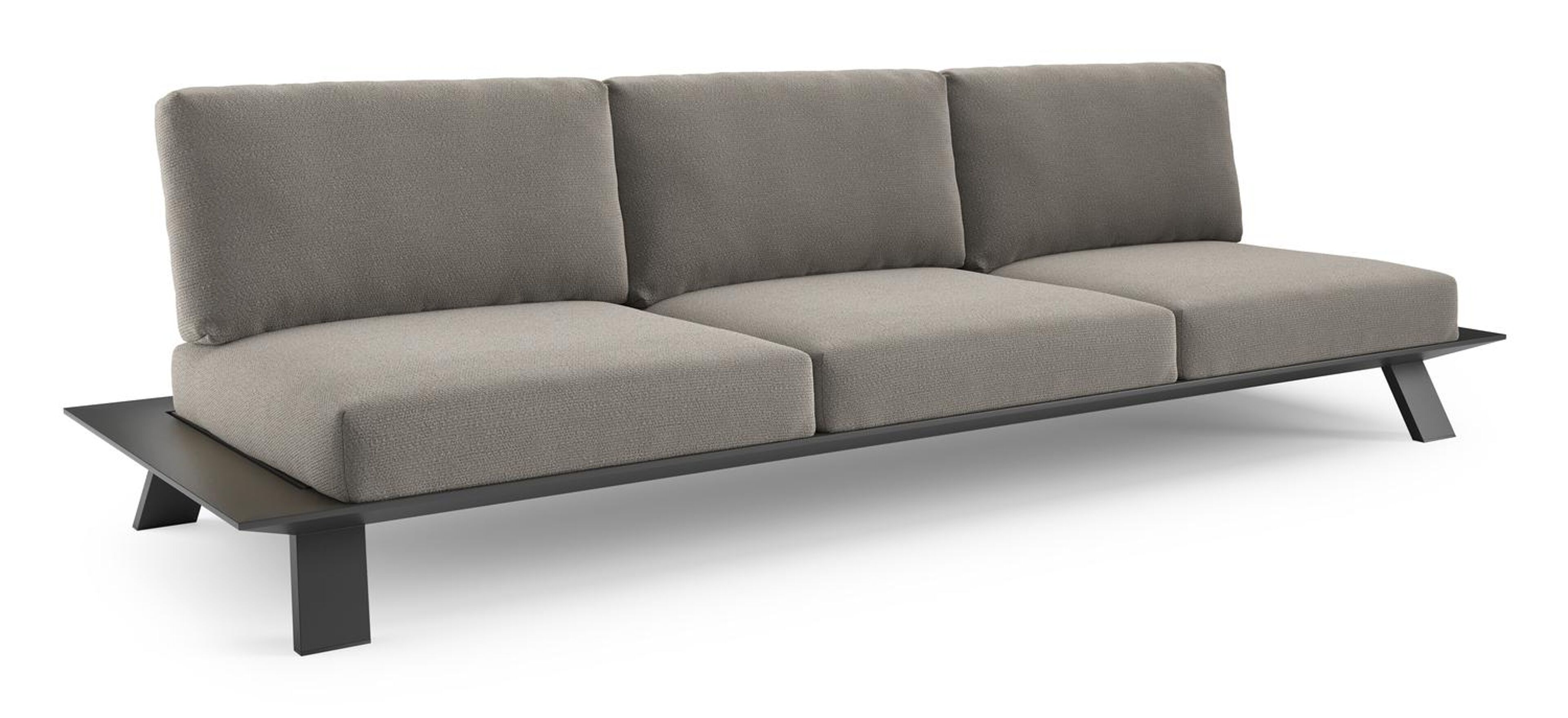 Canapé de jardin Cesano en aluminium noir et coussin en all weather Sunbrella® luxe lopi silver