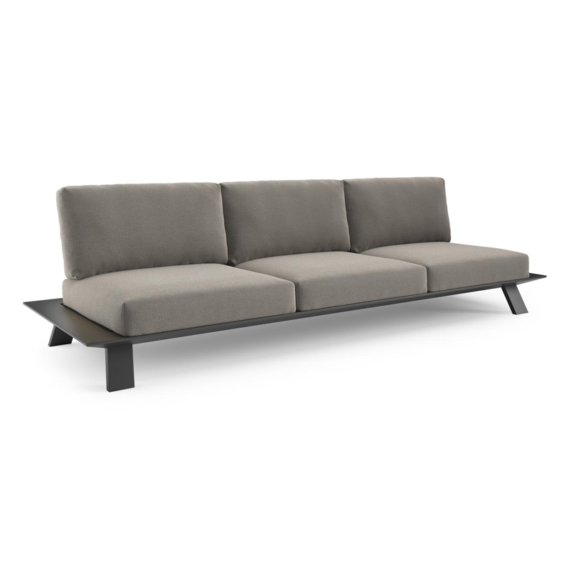 Cesano loungebank in zwart aluminium met lopi silver all weather Sunbrella® luxe kussen