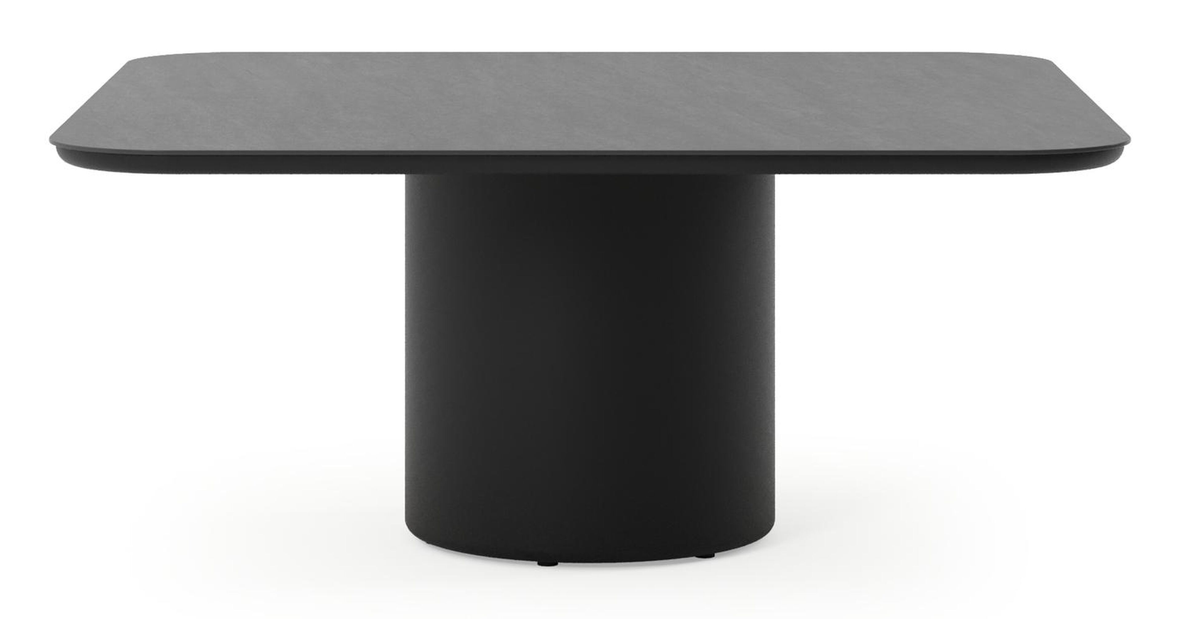 Amico low dining tuintafel afgerond vierkant in zwart aluminium en volkeramiek Basalt Black - L 148 x B 148 x H 61 cm