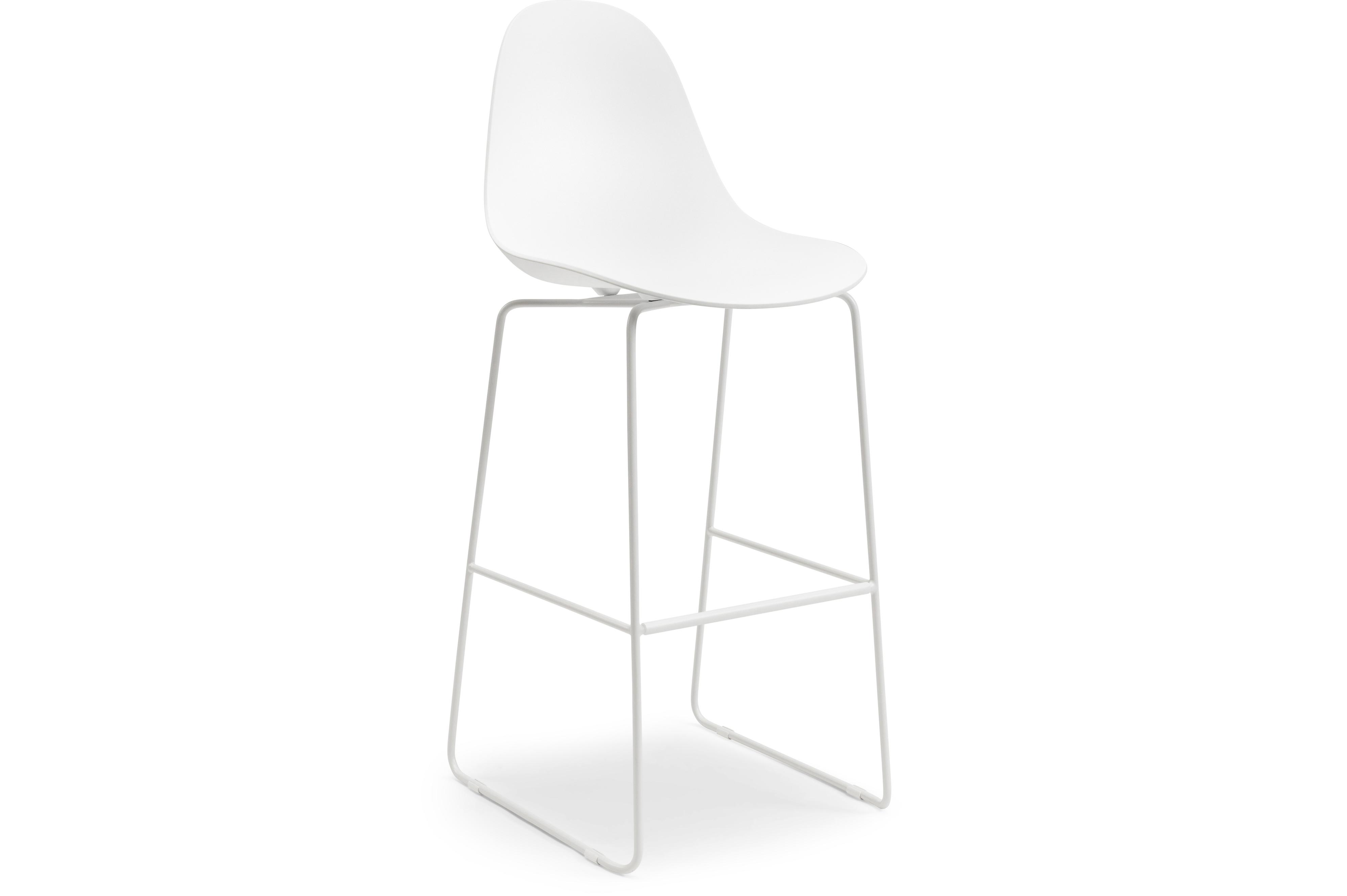 Verato barstoel in wit aluminium en wit kunststof
