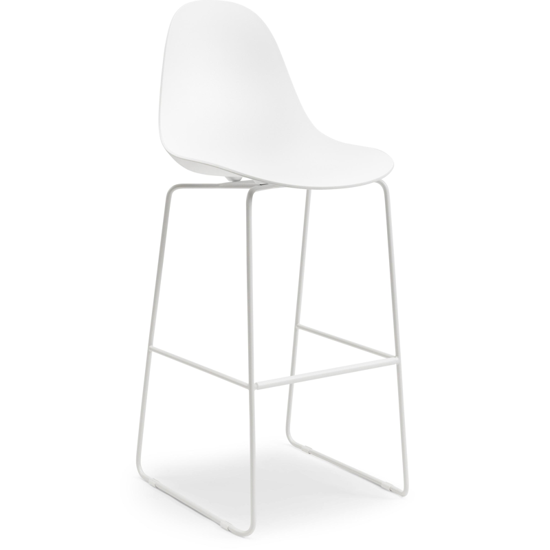 Verato barstoel in wit aluminium en wit kunststof