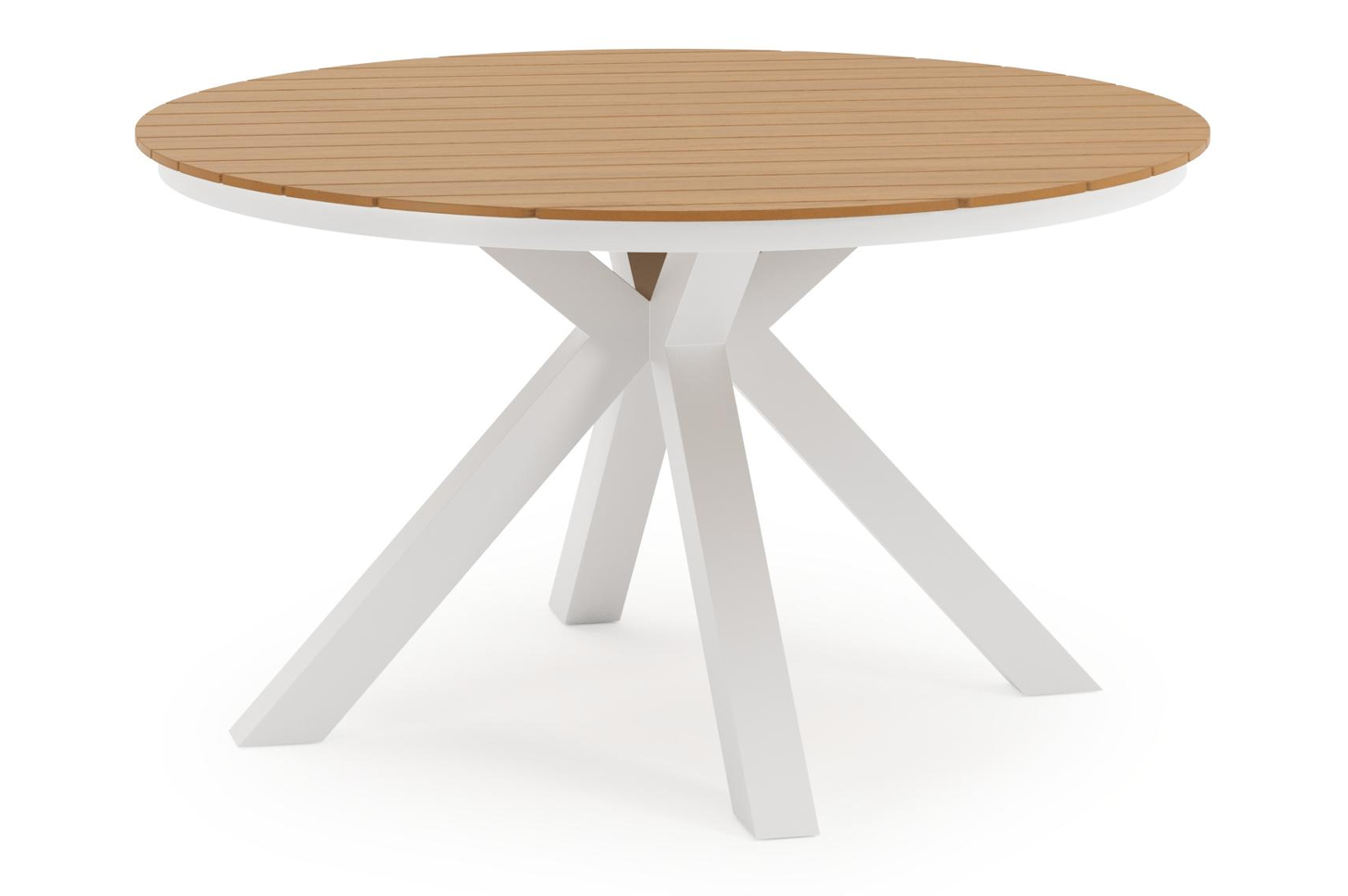 Tora tuintafel in wit aluminium en polywood - Dia. 140 x H 75 cm