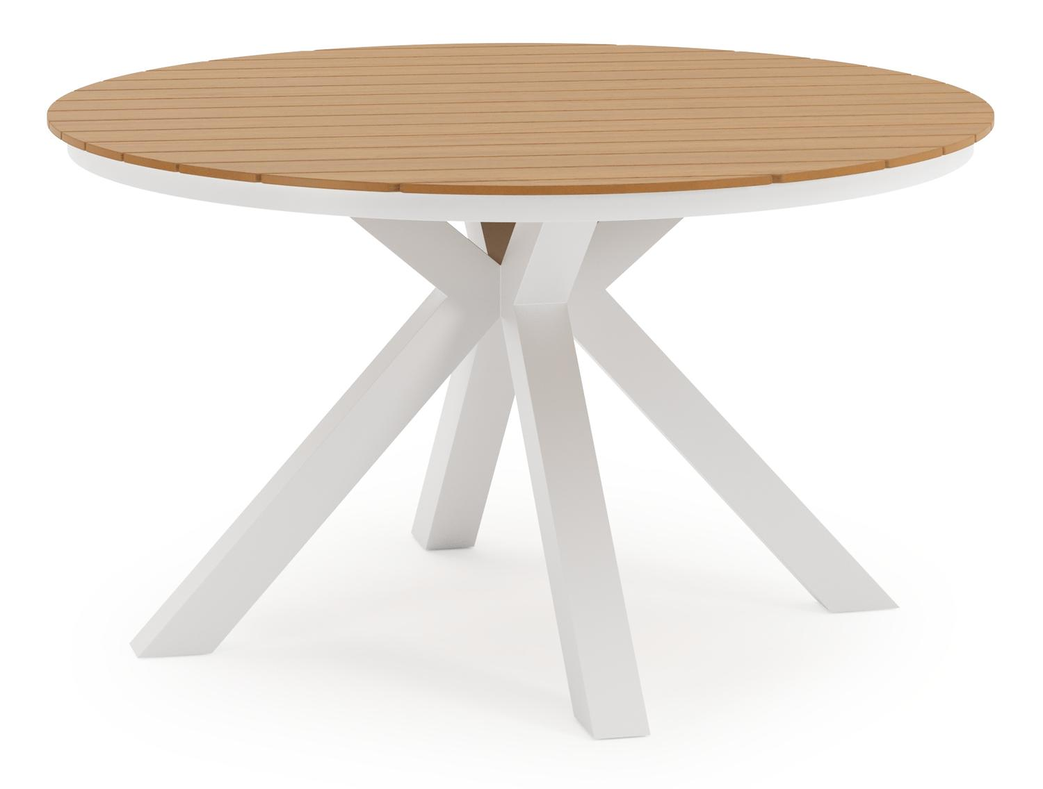 Tora tuintafel in wit aluminium en polywood - Dia. 140 x H 69 cm