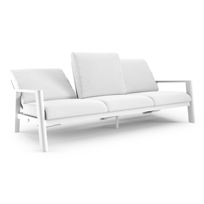 Canapé de jardin Cirello en aluminium blanc et coussins en all weather solica ego birch