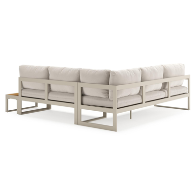 Caldela loungehoek in beige aluminium en polywood met beige weather+ softtouch kussens