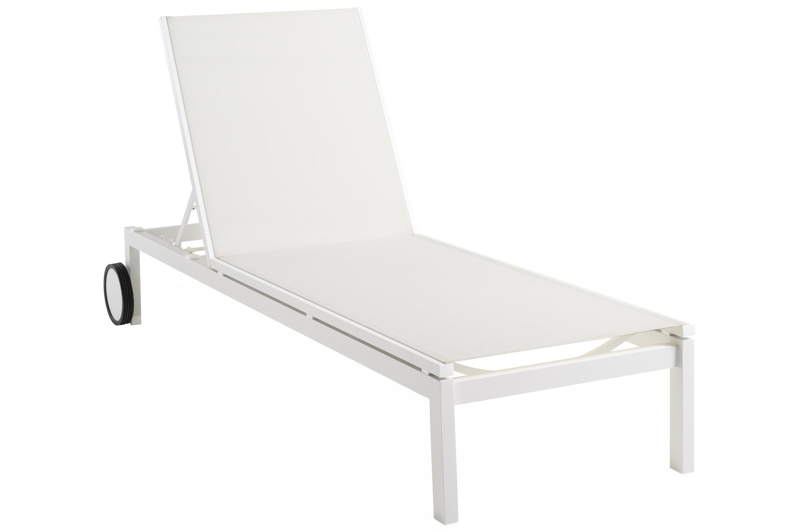 Caravelle verstelbaar ligbed in wit aluminium met wit textilene