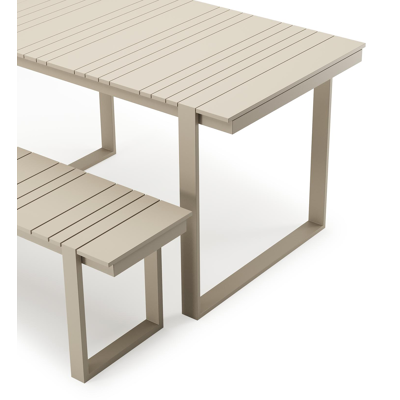 Merida loungetafel en bank in beige aluminium en aluminium beige - L 123 x B 70 x H 69.5 cm