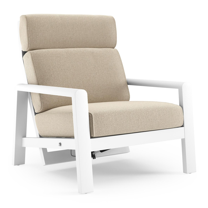 Cosenzo loungestoel in wit aluminium met althea chalk all weather cosytica kussen