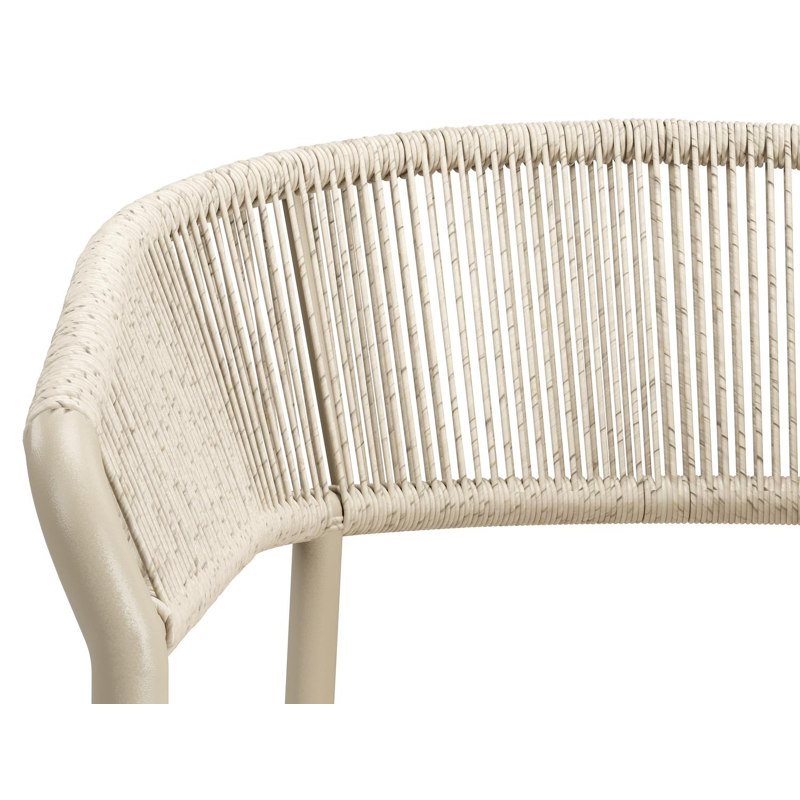 Zamora stapelbare tuinstoel in beige aluminium en beige gedraaide ronde wicker met stoelkussen in Weather+ Softtouch beige