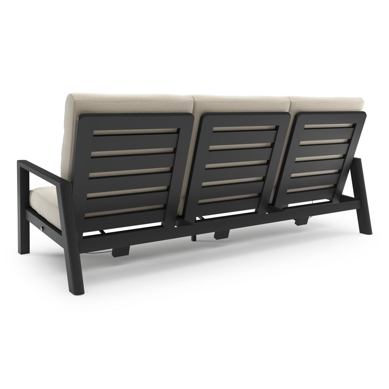 Cirello loungebank in zwart aluminium met althea off white all weather cosytica kussen