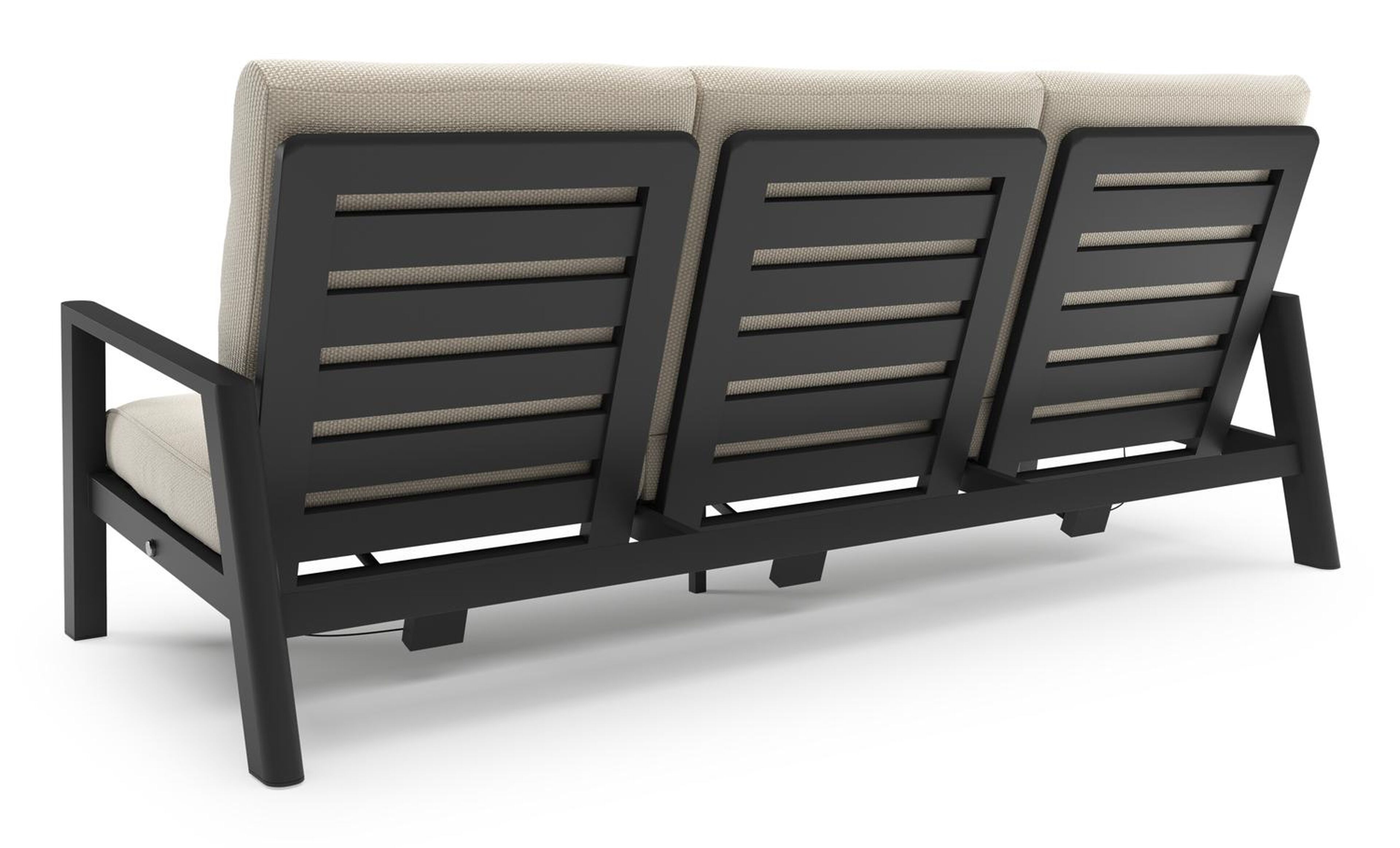 Cirello loungebank in zwart aluminium met althea off white all weather cosytica kussen