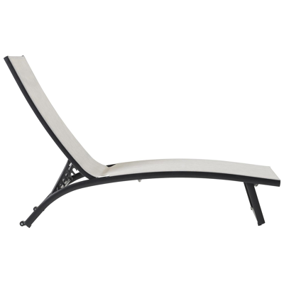 Set van 2 verstelbare Calvia ligbedden in zwart aluminium en grijs textilene