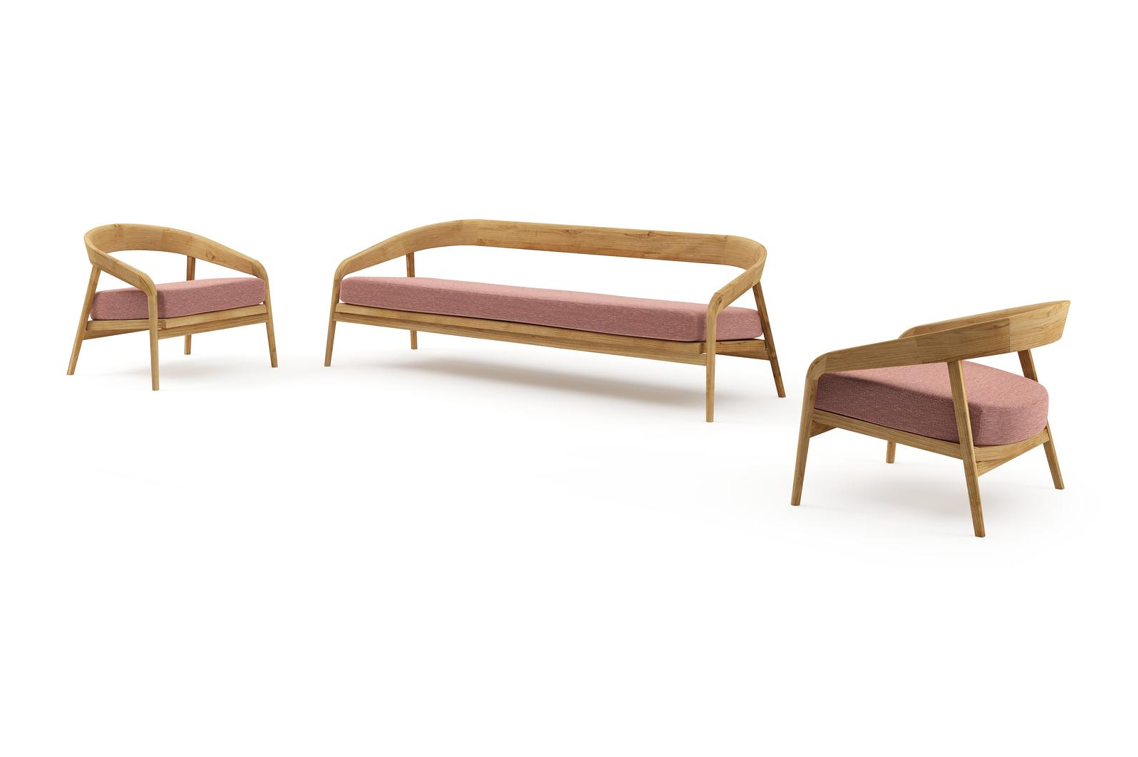Lacrima loungeset in teak met slow alezan all weather Sunbrella® luxe kussen