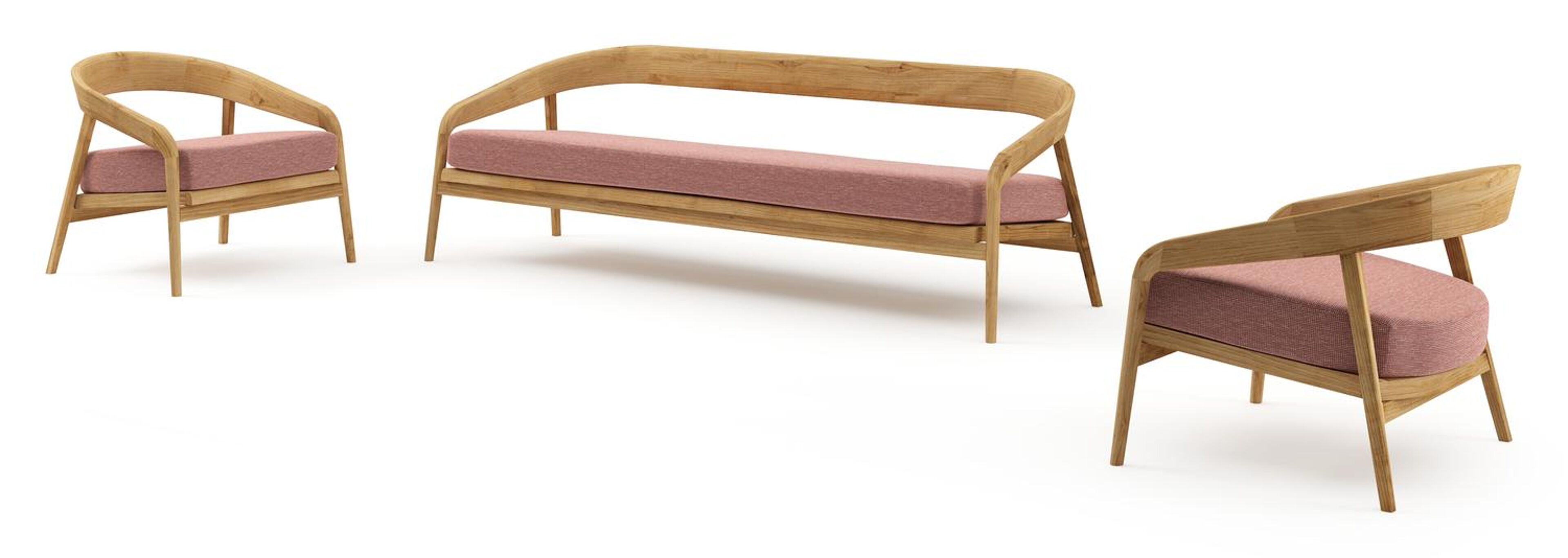 Lacrima loungeset in teak met slow alezan all weather Sunbrella® luxe kussen