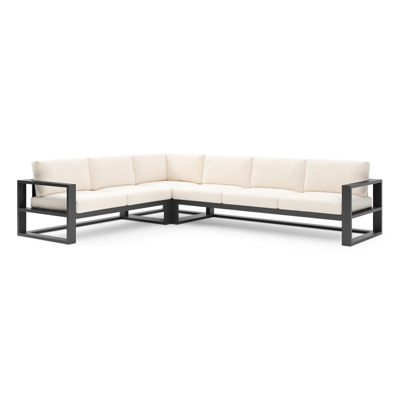 Verato loungehoek in zwart aluminium met lopi snow all weather sunbrella® luxe kussen