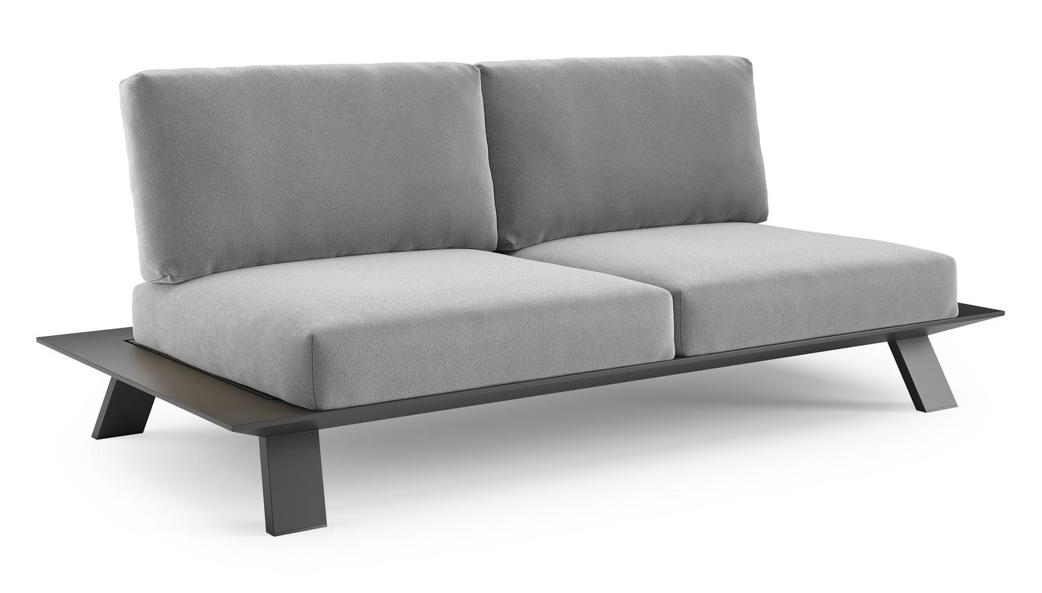 Cesano loungebank in zwart aluminium met savane grey all weather Sunbrella® luxe kussen