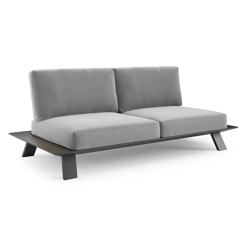 Cesano loungebank in zwart aluminium met savane grey all weather Sunbrella® luxe kussen