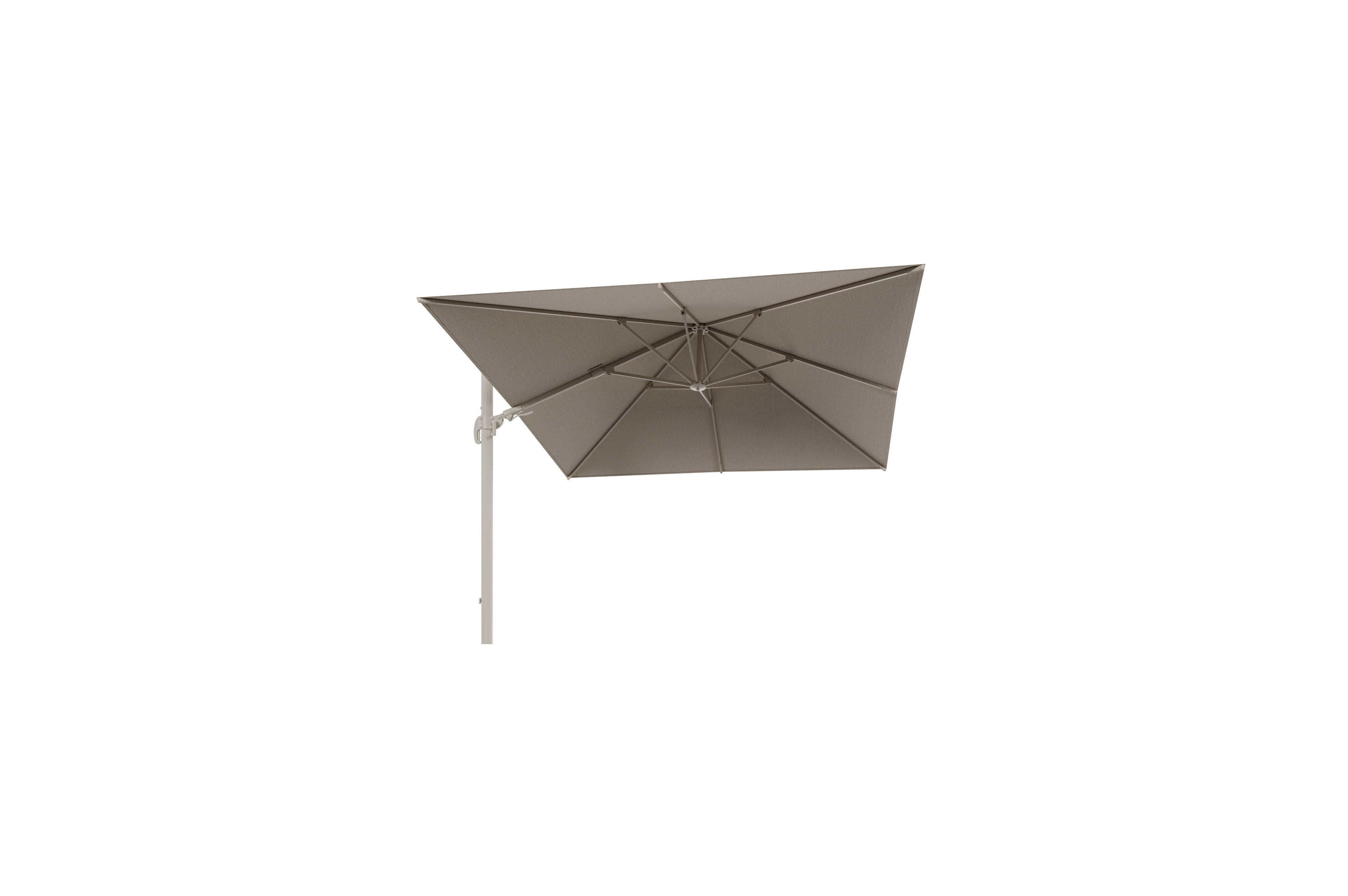 Avola zweefparasol met tiltfunctie in beige aluminium met rustic weather+ softtouch parasoldoek - L1 300 x L2 300 cm (zonder voet)