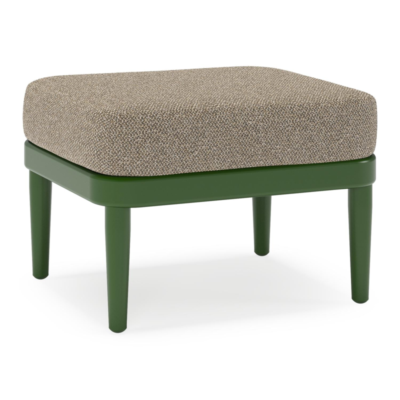 Orso poef in groen aluminium met Madagascar Burch all weather cosytica kussen