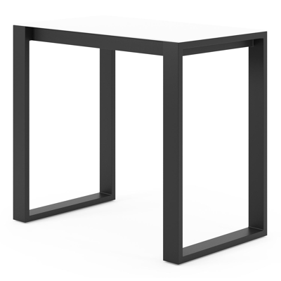 Verato bartafel in zwart aluminium en volkeramiek Arctic White - L 120 x B 70 x H 105 cm