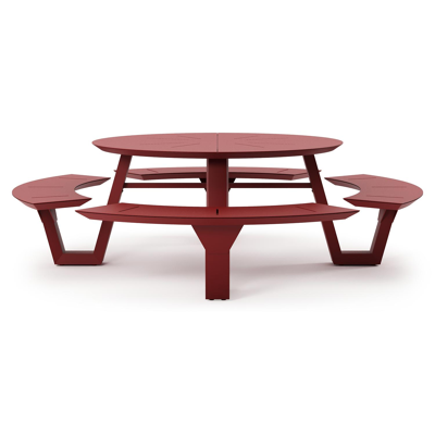 Rondino picknicktafel rond in ruby aluminium - Dia. 236 x H 71.5 cm